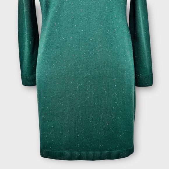 Talbots Supersoft Johnny Collar Sweater Dress Forest Green Petite Large Holiday - Picture 4 of 14